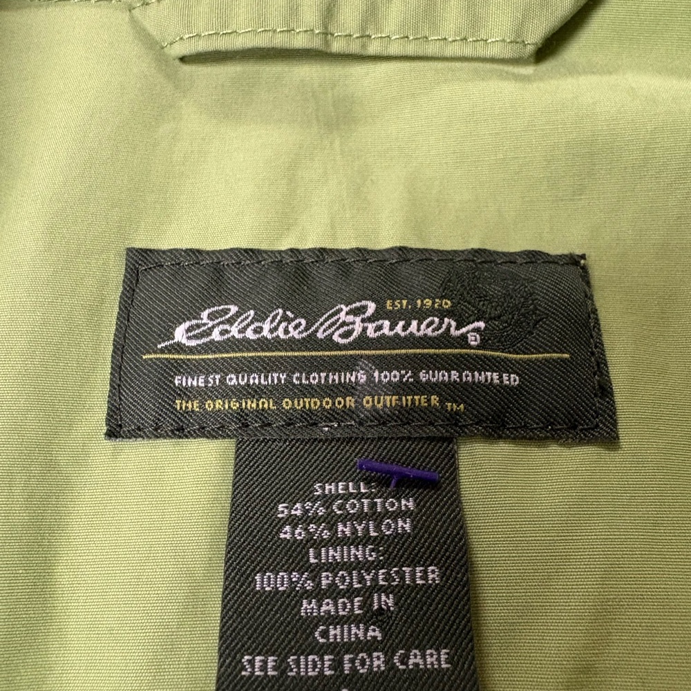 Eddie Bauer Womens Mid Length Rain Trench Coat Green Large - Picture 9 of 13